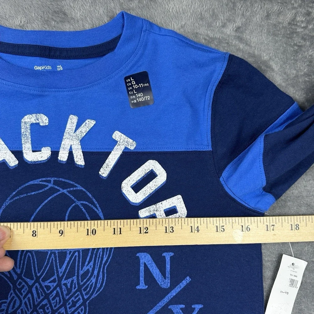 Gap Kids Large 32x22.5 Inch Long Sleeve‎ Shirt Blue White Sport Basketball NWT
